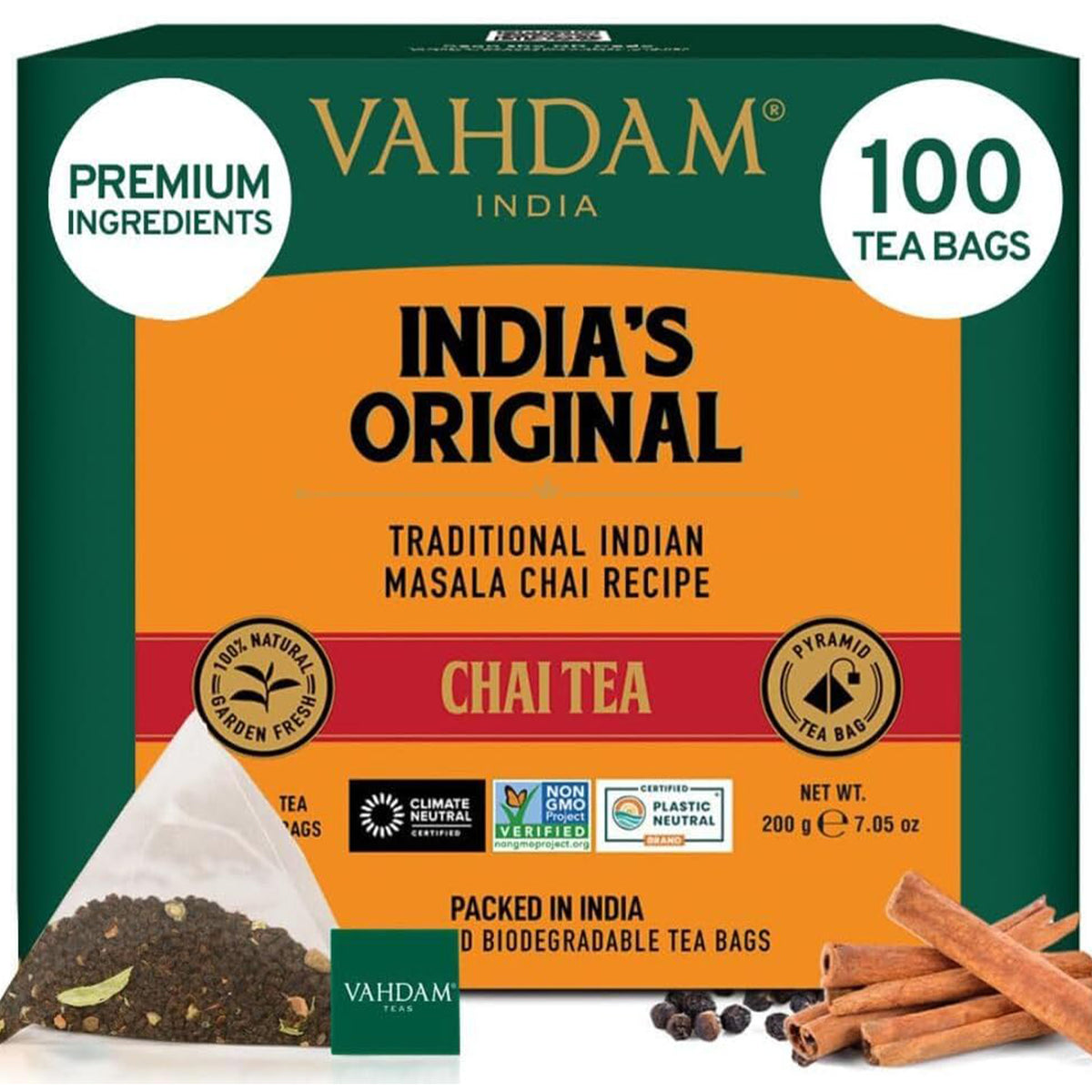 India's Original Masala Chai Tea, 100 Count