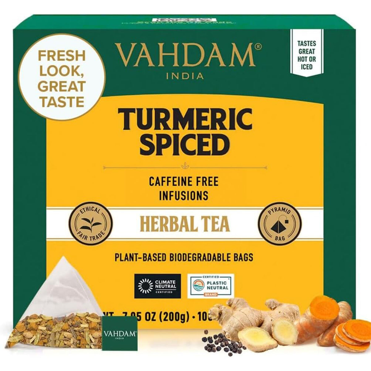 Turmeric Spiced Herbal Tea Tisane, 100 Count
