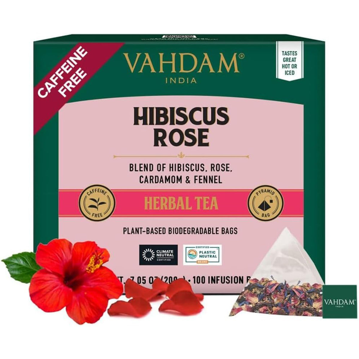 Hibiscus Rose Herbal Tea Tisane, 100 Count