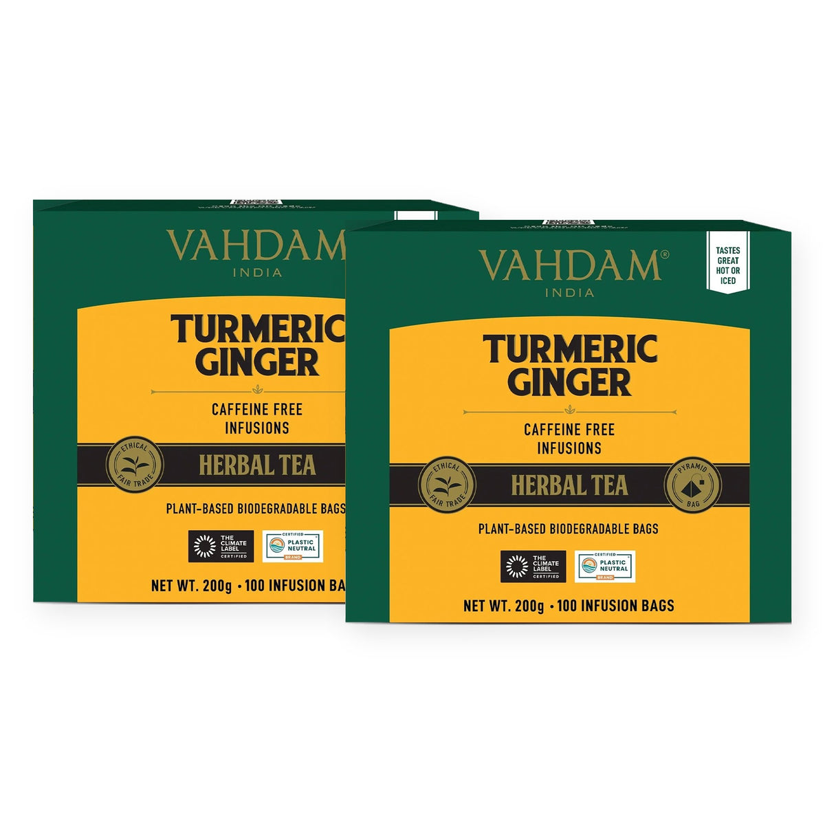 Turmeric Ginger Herbal Tea Tisane, 100 Teabags