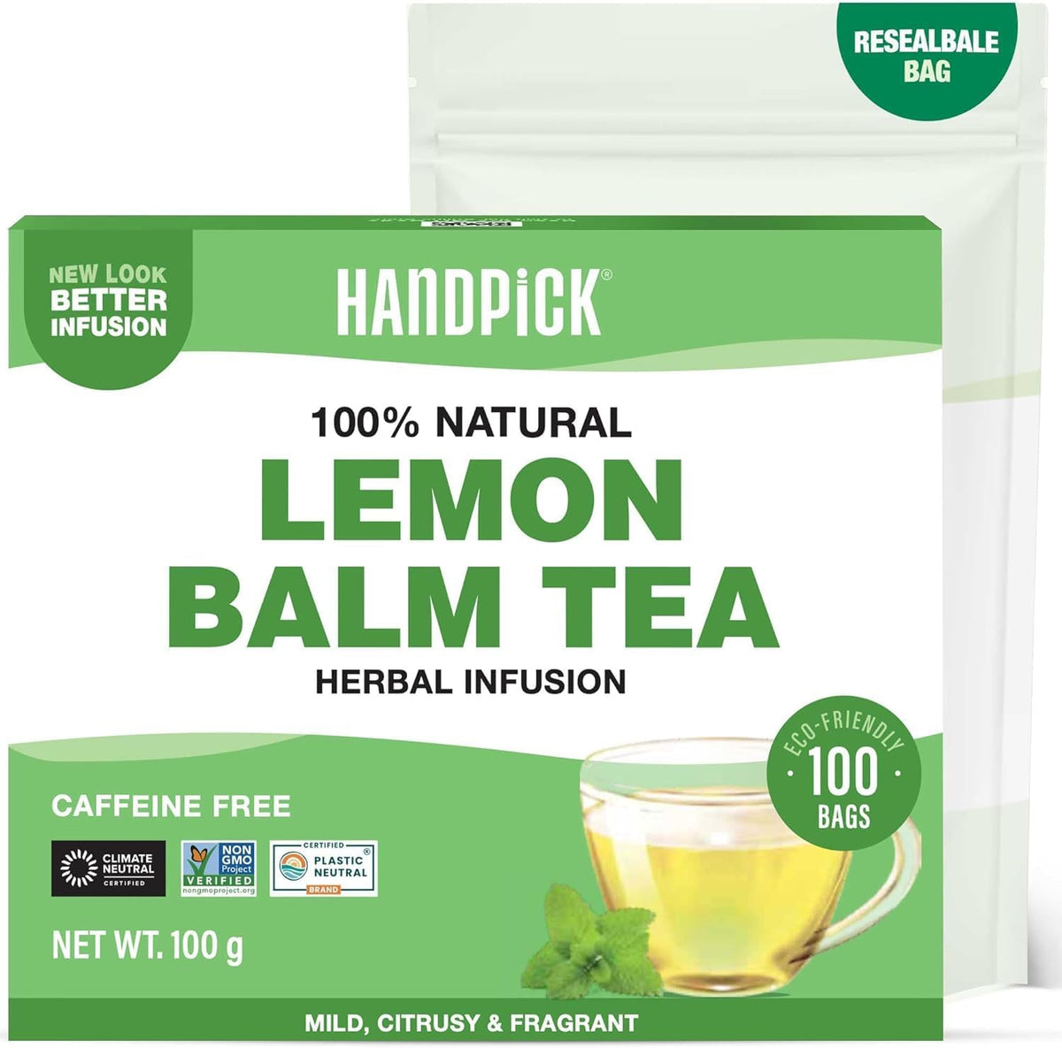 Lemon Balm Tea Bags – 100 Count Caffeine-Free Tea