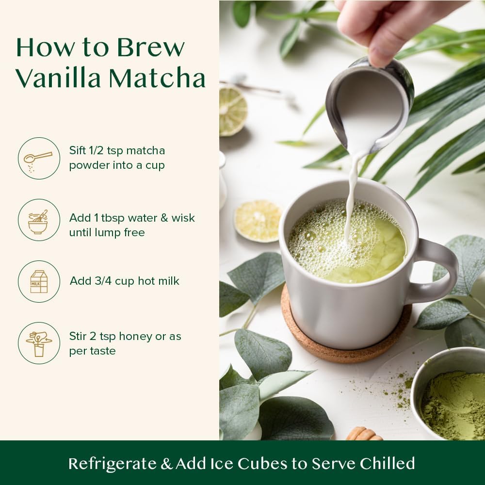 Vanilla Matcha Green Tea Powder, 3.53oz/100g