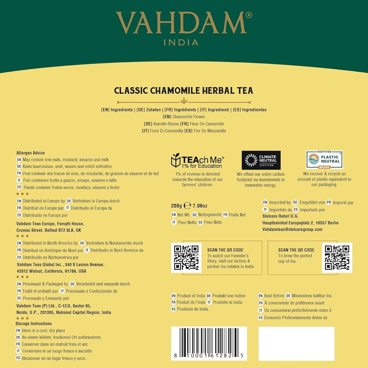 Classic Chamomile Herbal Tea Tisane, 100 Count