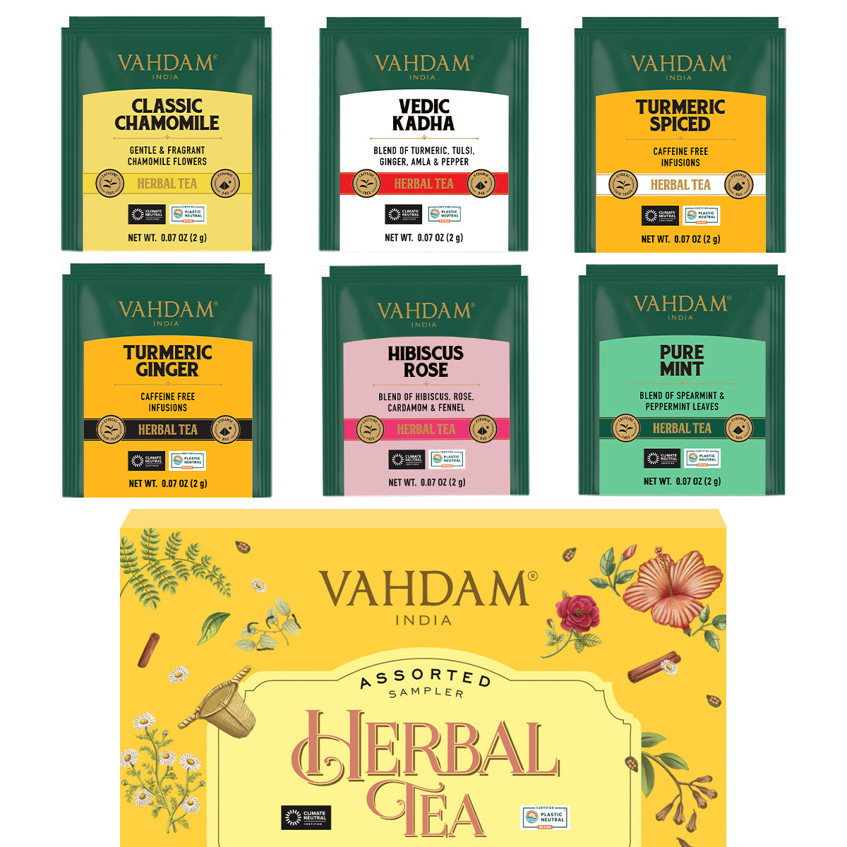 Assorted Herbal Teas Holiday Gift Set, 6 Variants | VAHDAM®