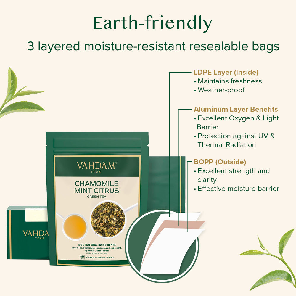 Chamomile Mint Citrus Green Tea, Loose Leaf | VAHDAM®
