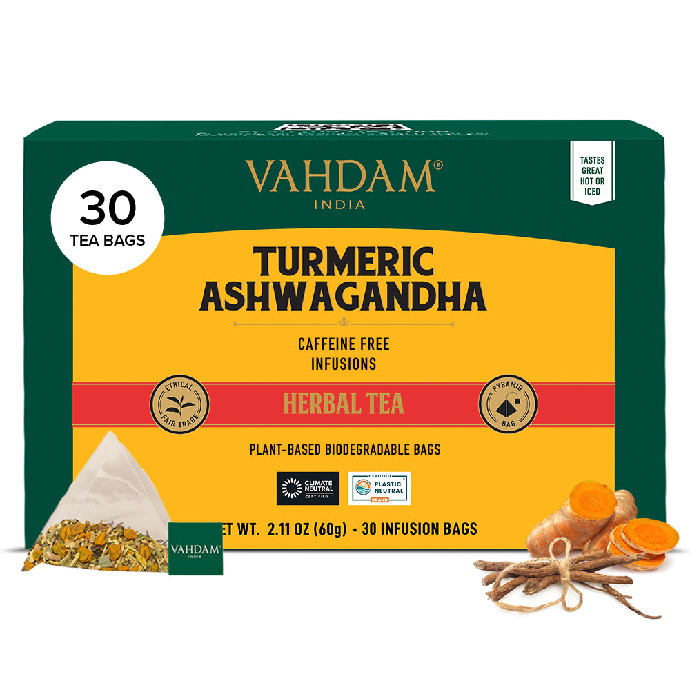 Turmeric Ashwagandha Herbal Tea Bags, 30 Count | VAHDAM®