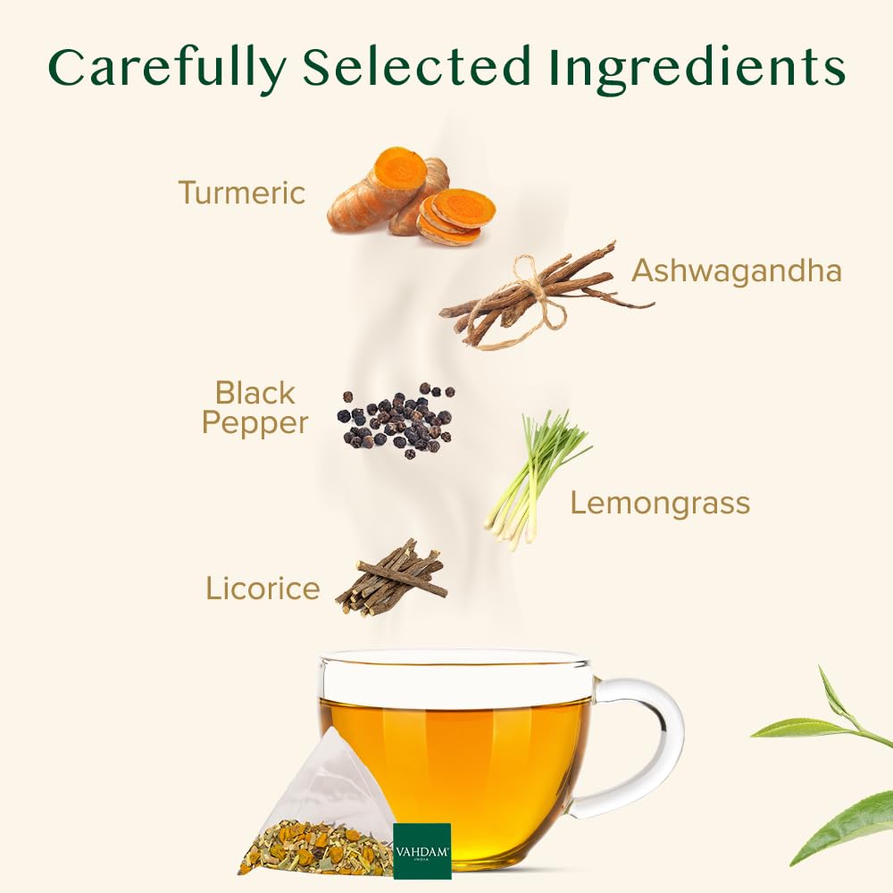 Turmeric Ashwagandha Herbal Tea Bags, 30 Count | VAHDAM®