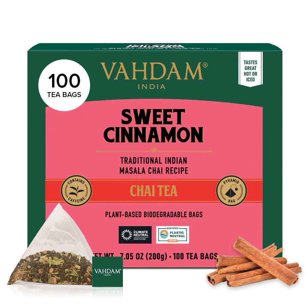 Sweet Cinnamon Masala Chai Tea Bags, 100 Count | VAHDAM®
