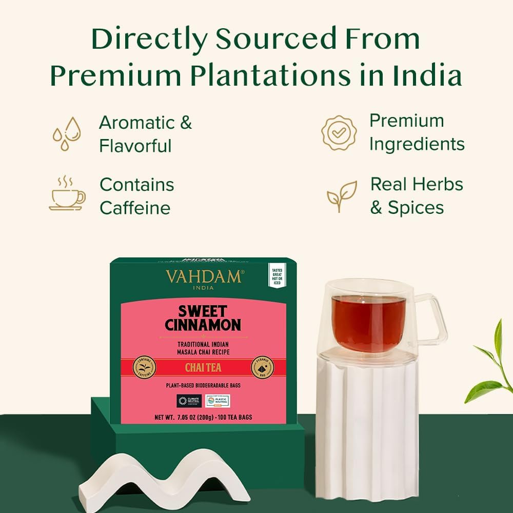 Sweet Cinnamon Masala Chai Tea Bags, 100 Count | VAHDAM®