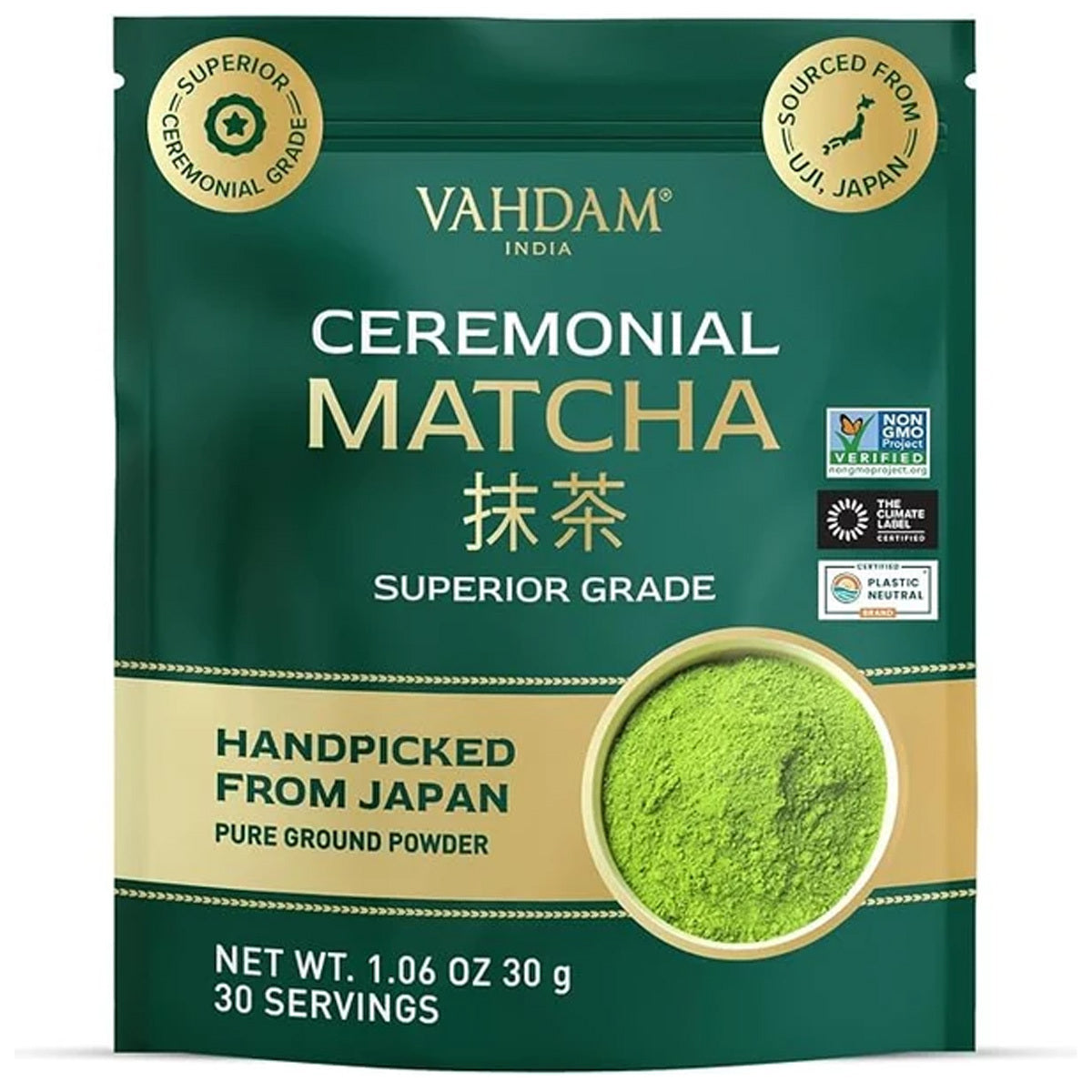 Ceremonial Matcha Green Tea Powder, 1.06oz/30g