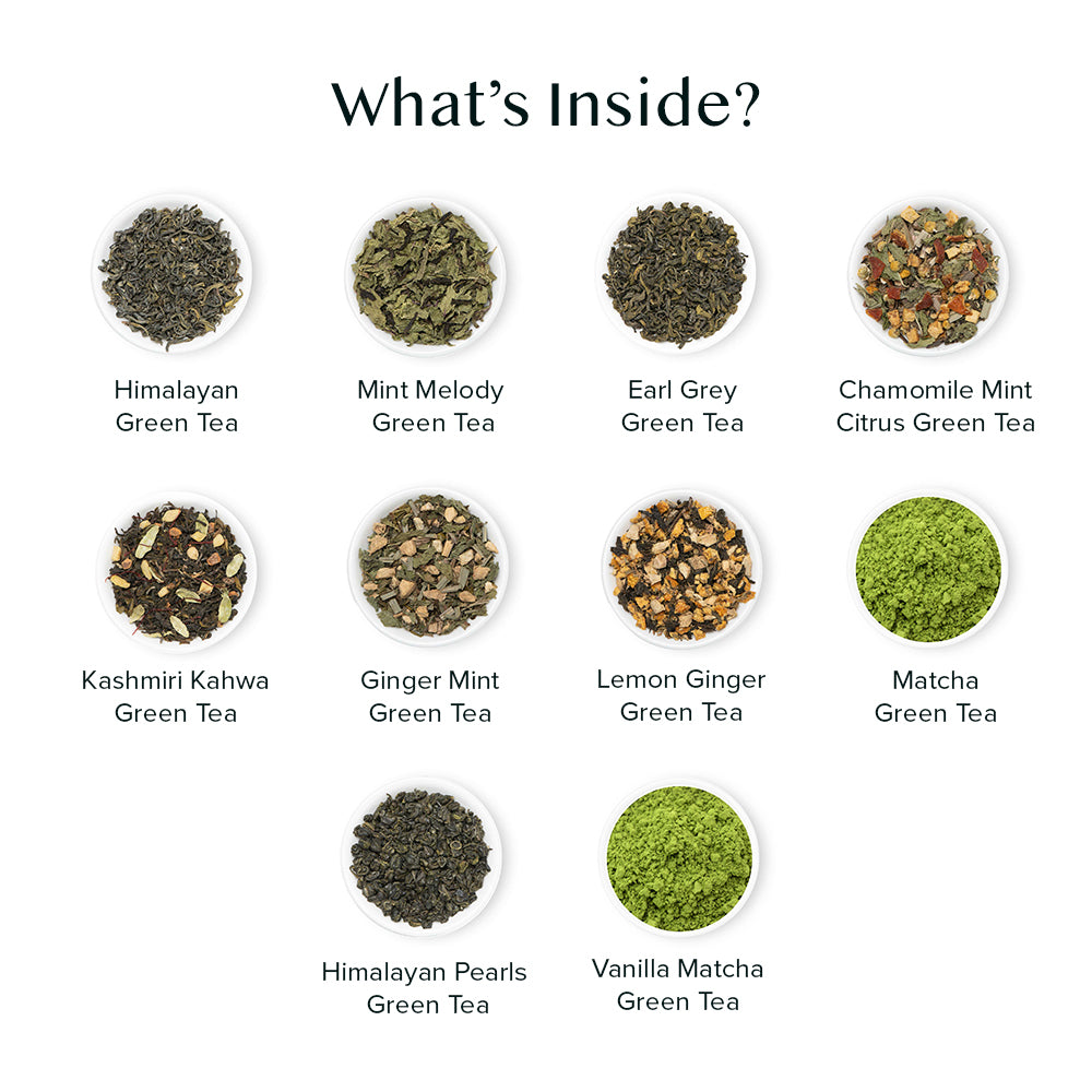 Green Tea Loose Leaf Holiday Sampler, 10 Teas