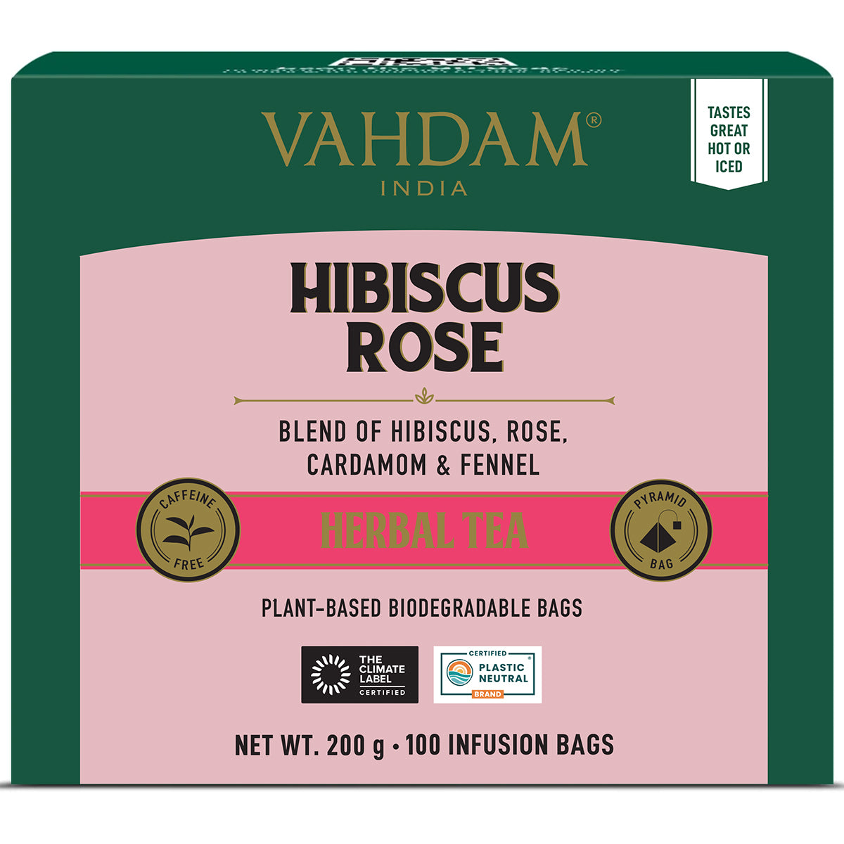 Hibiscus Rose Herbal Tea Tisane, 100 Count