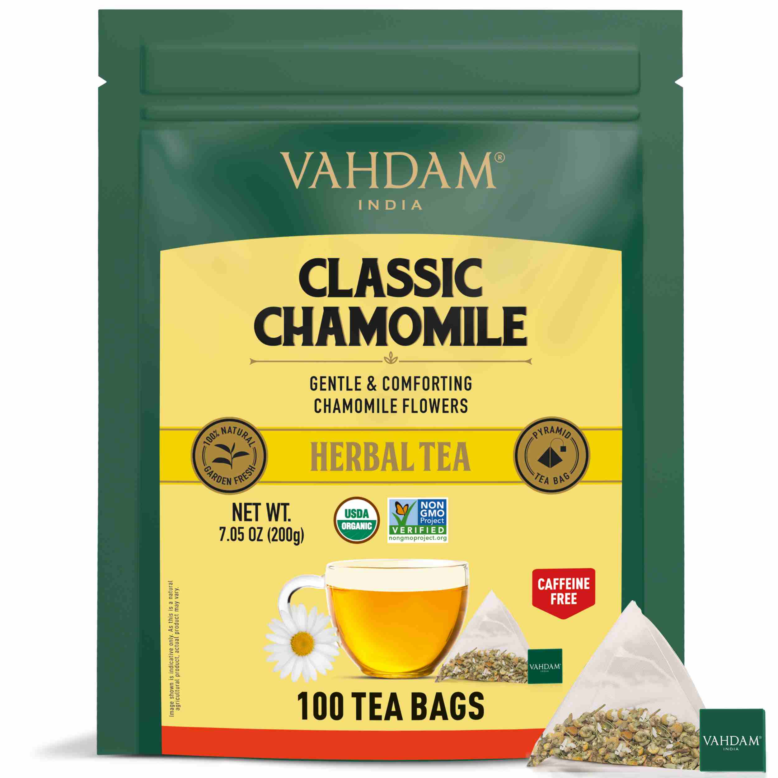 Classic Chamomile Herbal Tea Tisane,Tea Bags Caffeine Free | VAHDAM®