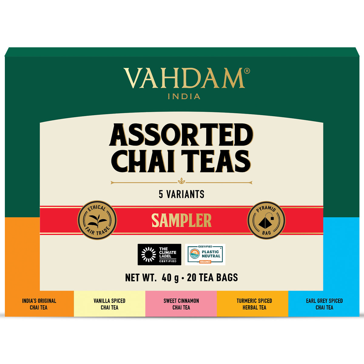 Assorted Chai Teas Sampler, 5 Variants