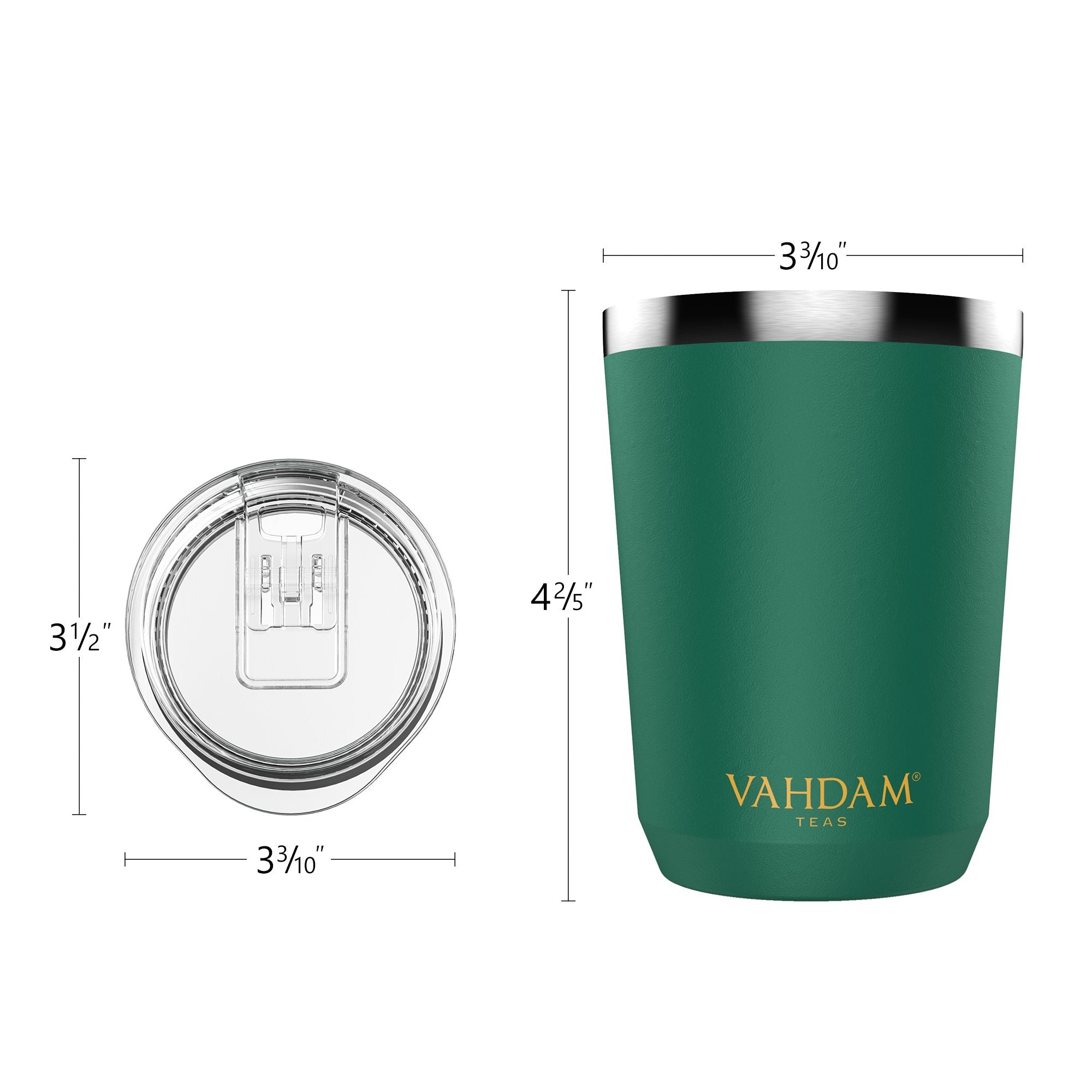 Green insulated stainless steel tumbler with clear lid– VAHDAM®
