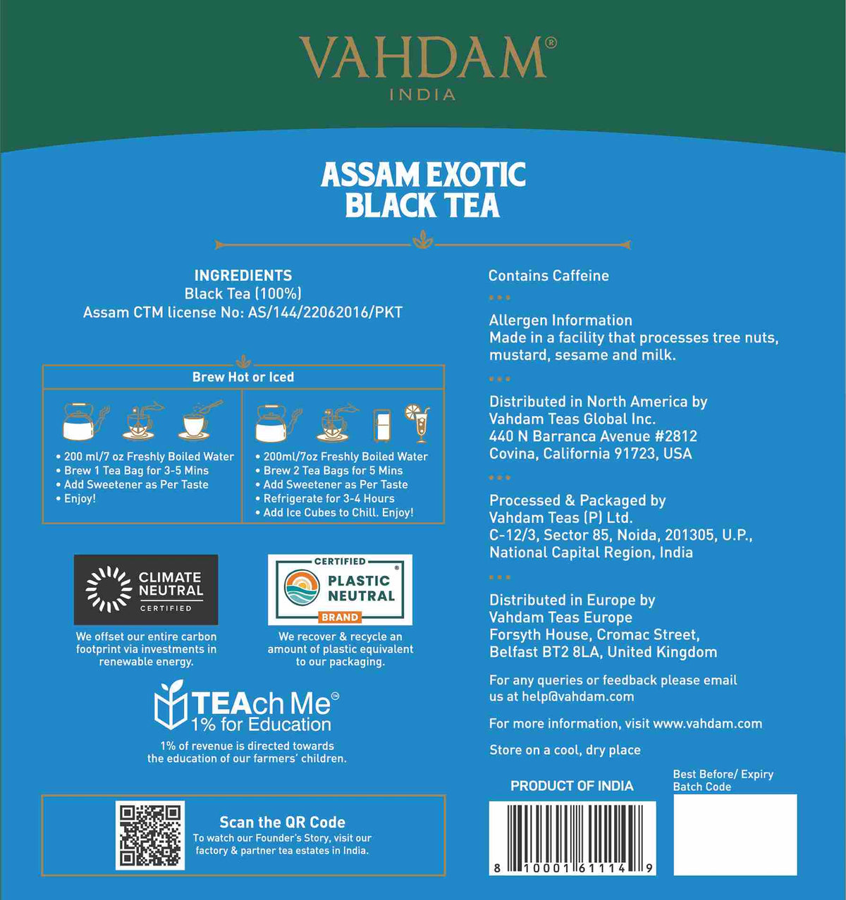 Assam Exotic Black Tea, 100 Count