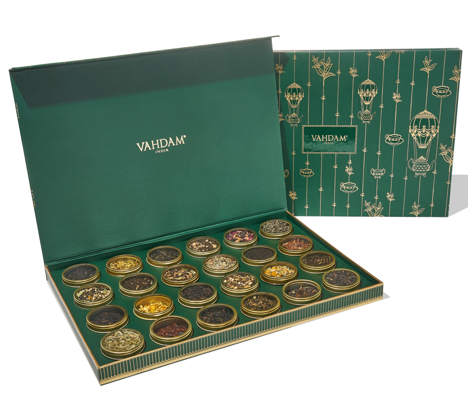 Chai tea gift set 24 spiced blends tin caddies – VAHDAM®