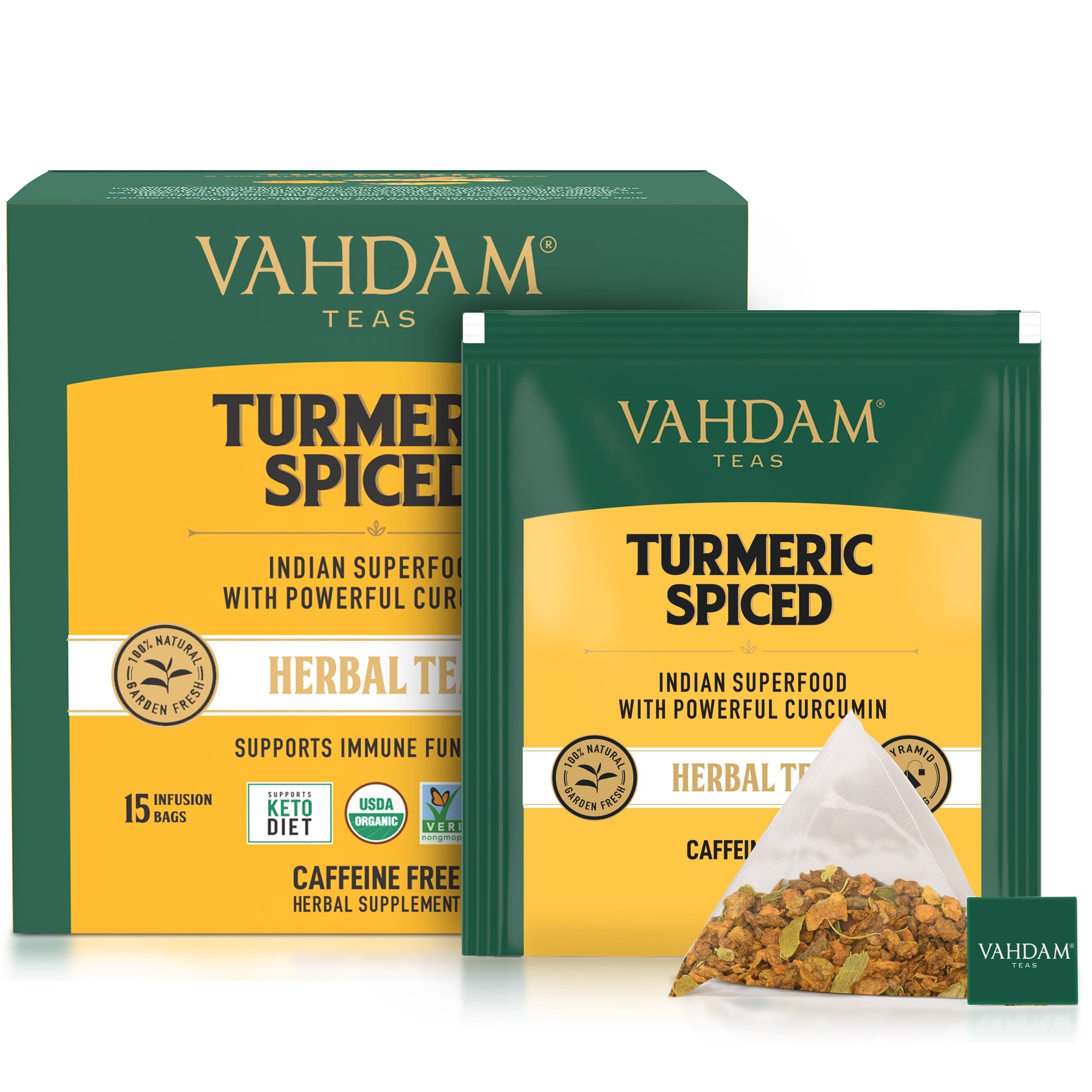 Turmeric Spiced Herbal Tea Tisane, 30 Count