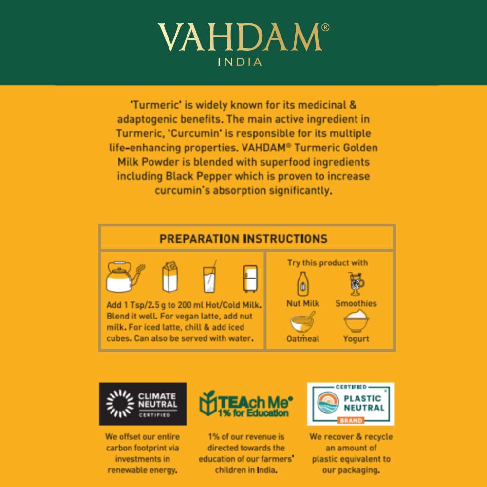 Turmeric Ginger Latte, Golden Milk Powder, 100g