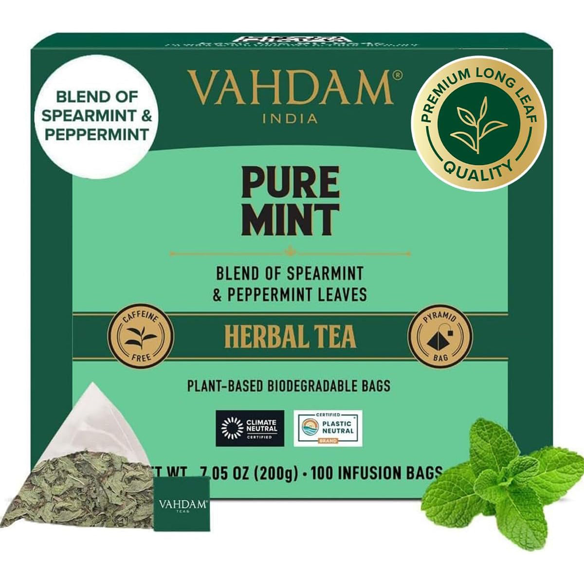 Pure Mint Herbal Tea Tisane, 100 Count