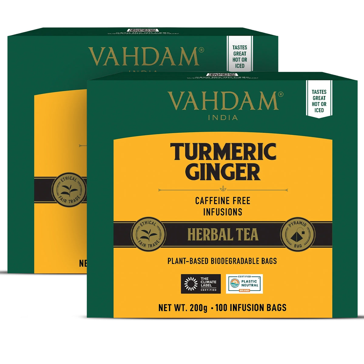  Turmeric Ginger caffeine-free herbal tea bags, 30 count  | VAHDAM®