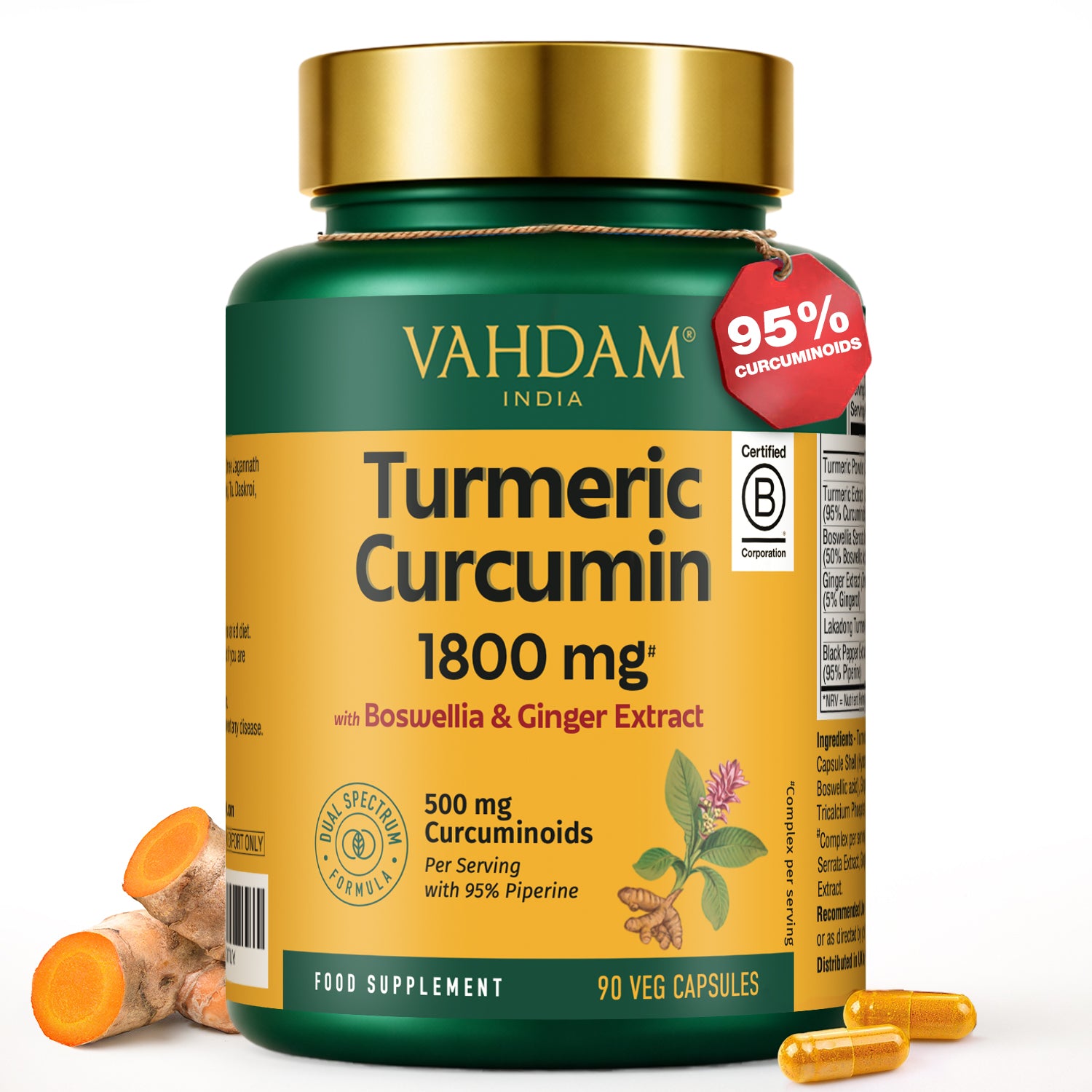 Turmeric Curcumin - 1800mg with Boswellia & Piperine