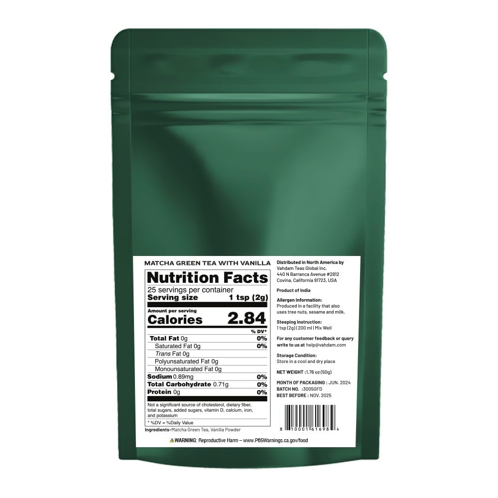 Vanilla Matcha Green Tea Powder, 3.53oz/100g