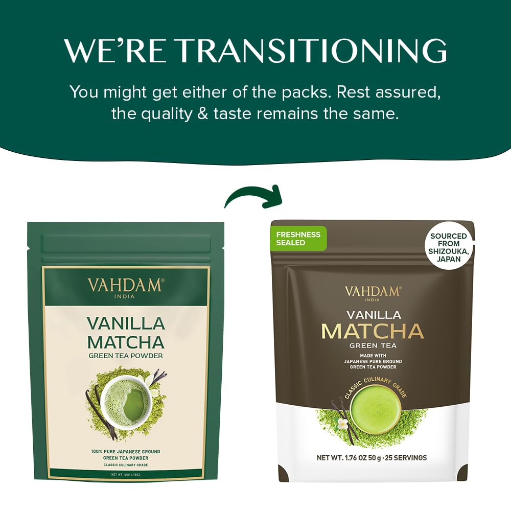 Vanilla Matcha Green Tea Powder, 3.53oz/100g