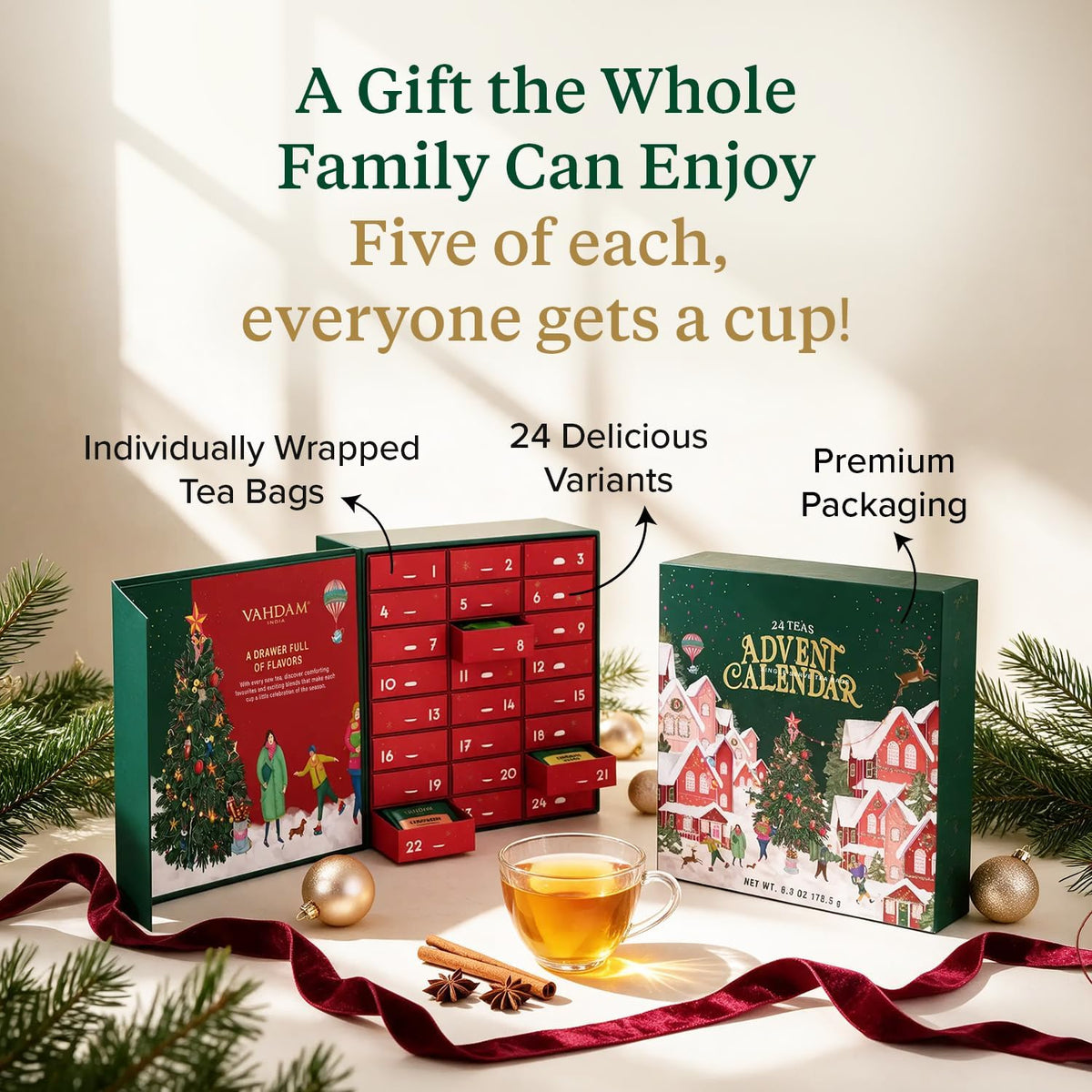 Tea Advent Calendar 2026 (24 Flavors, 5 Teabags each) Christmas Gift