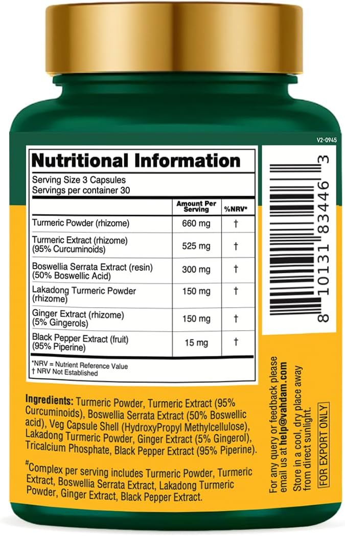 Turmeric Curcumin 1800mg with Boswellia & Piperine