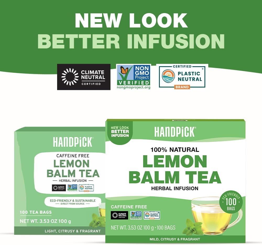 Lemon Balm Tea Bags – 100 Count Caffeine-Free Tea