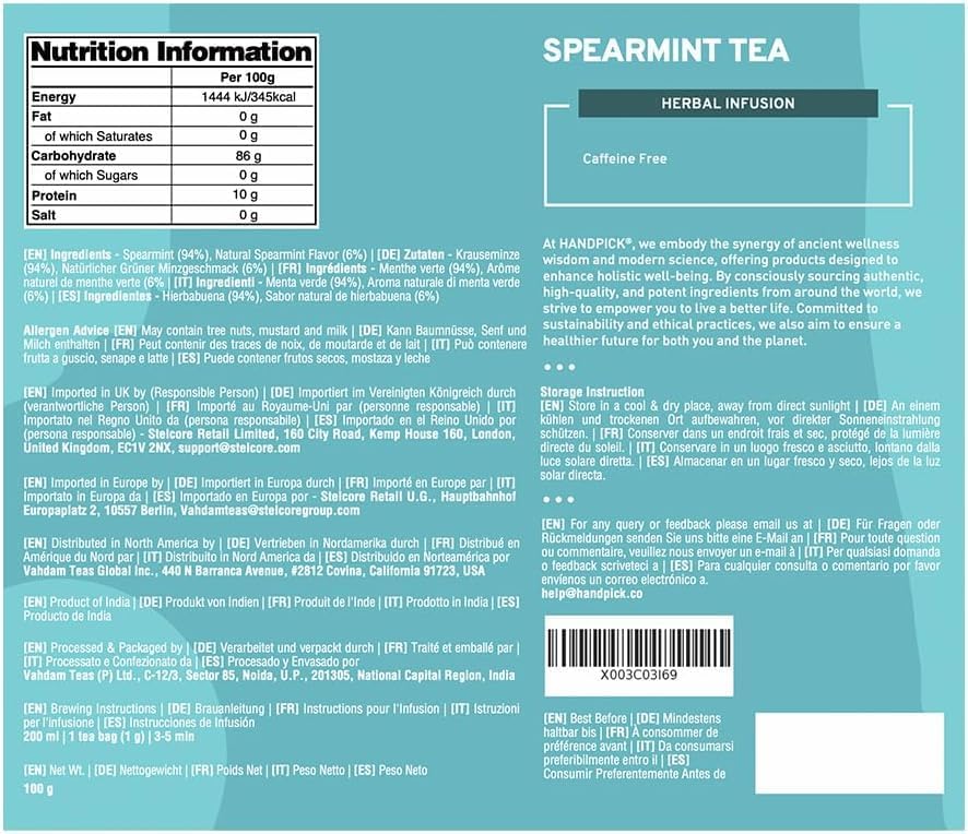 Spearmint Tea Bags (100 Count), Spearmint Leaf Tea Bags