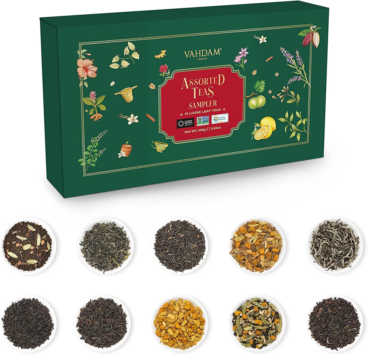 Assorted Tea Loose Leaf Holiday Sampler, 10 Variants