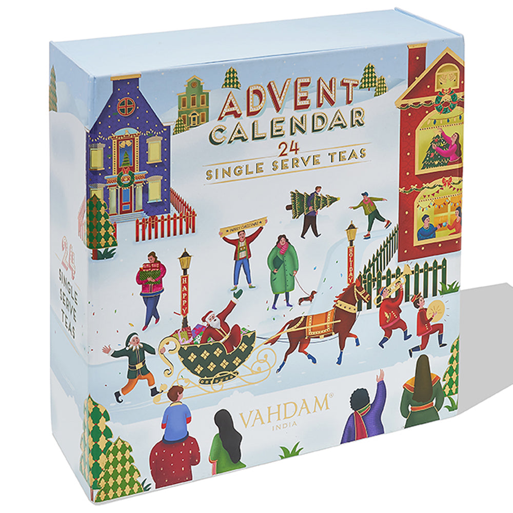Advent Calendar Gift  | 24 Variants, 120 Tea Bags & Shimmer-Glass (Pack Of 2)
