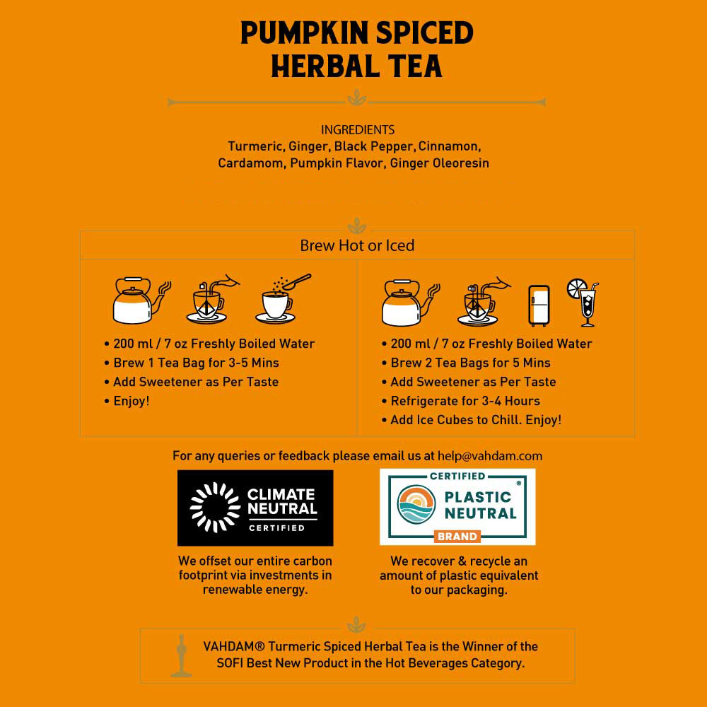 Pumpkin Spiced Herbal Tea Tisane, 30 Count