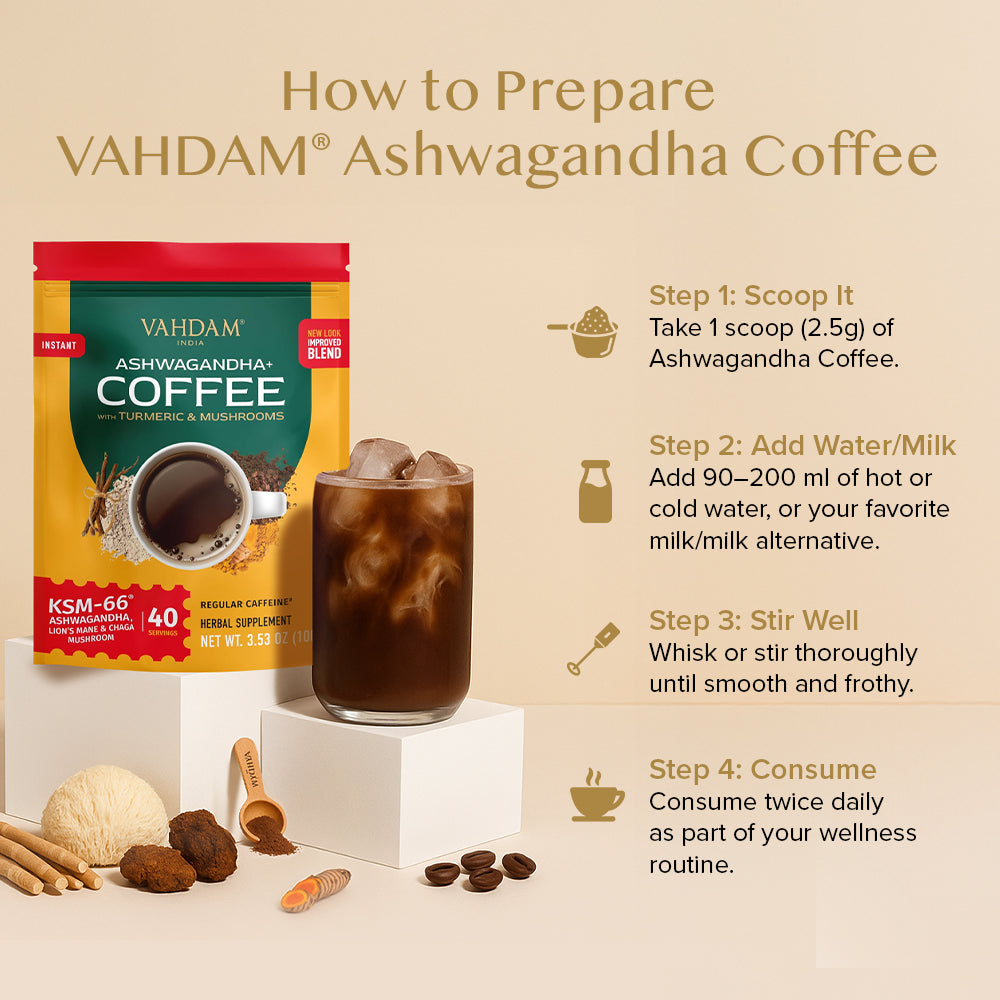 Ashwagandha Coffee 4 Packs (2+2 Free Packs + 8 FREE Gifts worth £70)