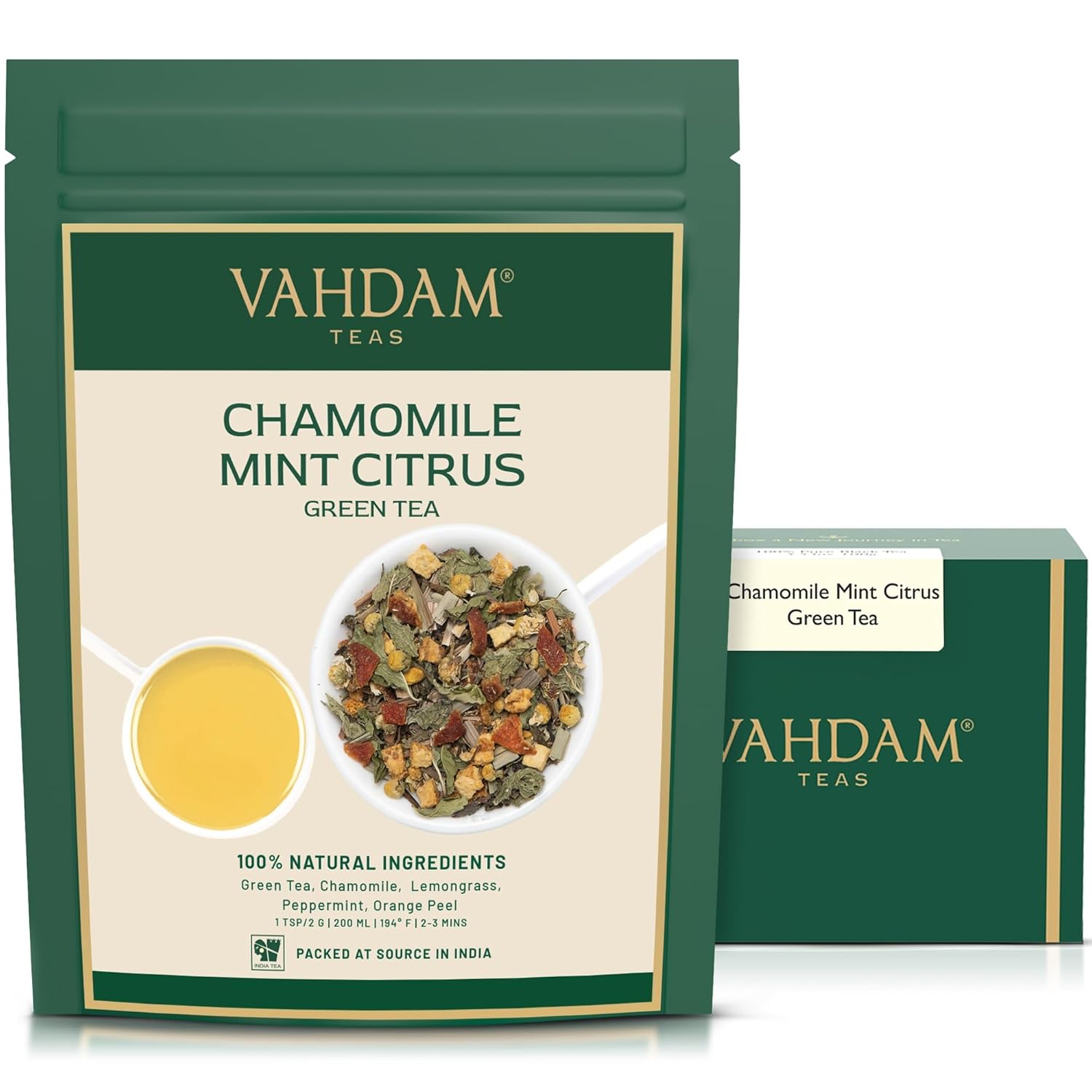 Chamomile Mint Citrus Green Tea, Loose Leaf | VAHDAM®
