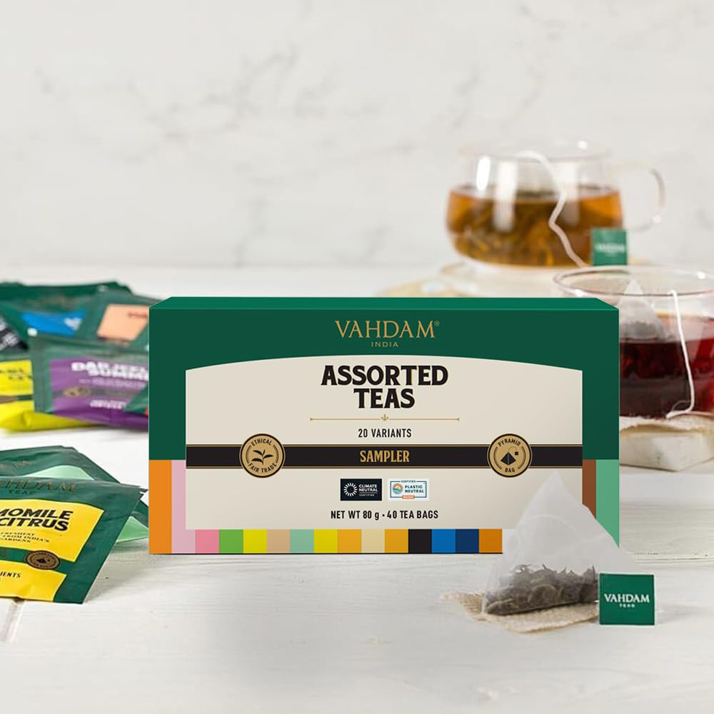Assorted Tea Bags Sampler, Tea Bags 20 Flavors | VAHDAM®