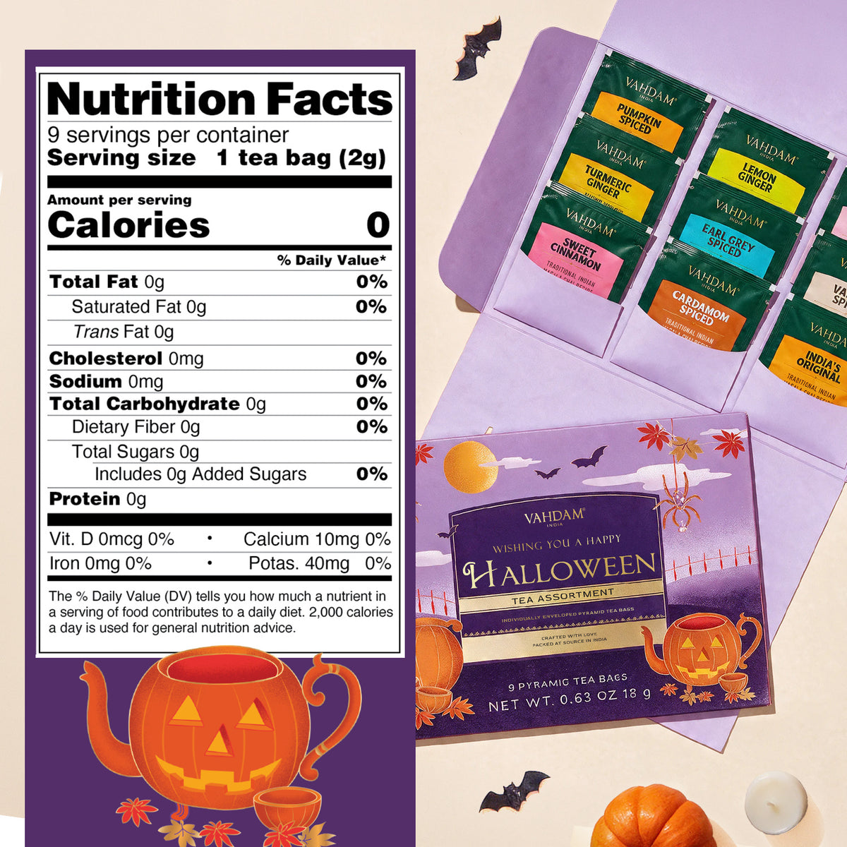 Halloween Tea Gift 9 Premium Pyramid Tea Bags