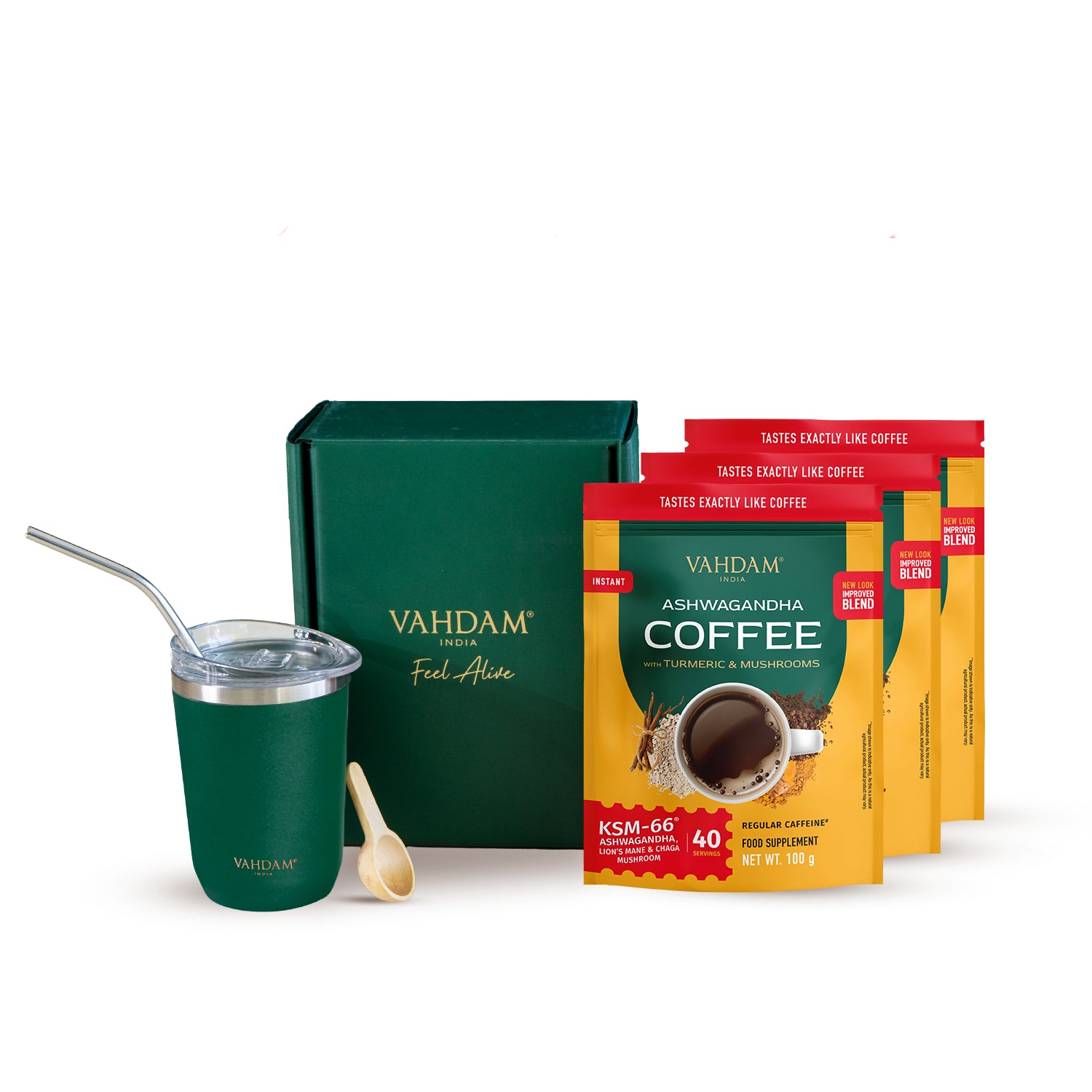 Ashwagandha Coffee 3 Packs (2+1 Free Pack + 7 FREE Gifts worth £55)