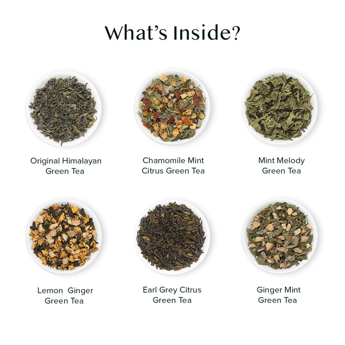 Green Tea Assortment Gift Set, 36 Teas | Pyramid Tea Bags | VAHDAM®