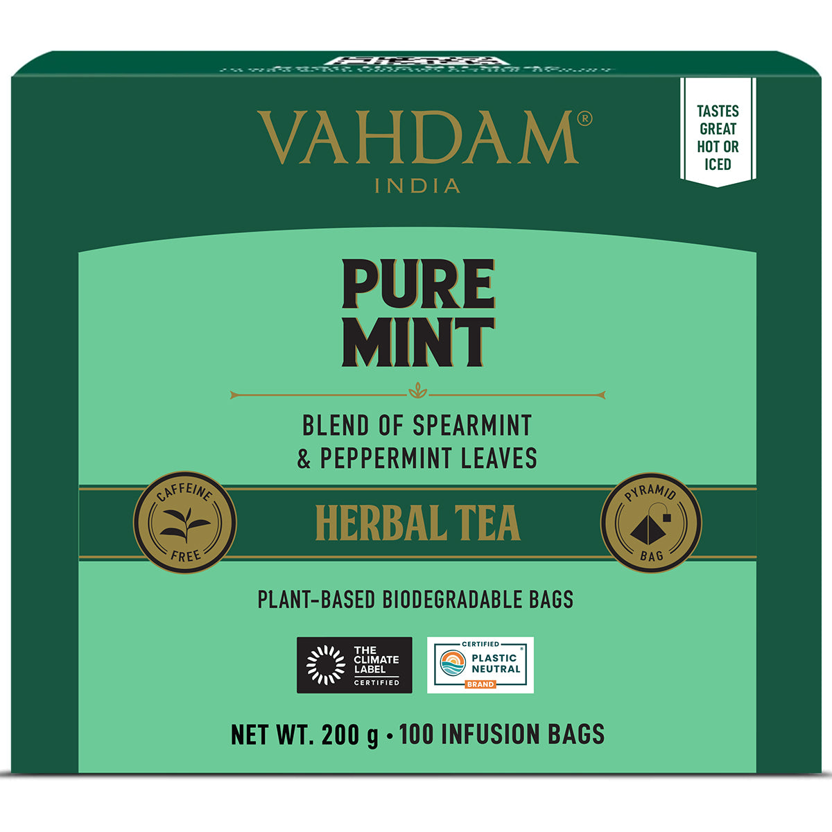 Pure Mint Herbal Tea Tisane, 100 Count