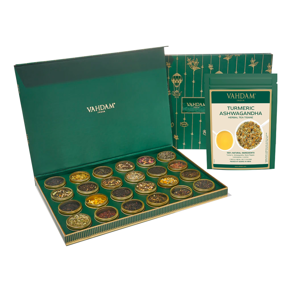 Signature Advent Calendar, 24 Teas + Turmeric Ashwagandha Herbal Tea Tisane 200gm