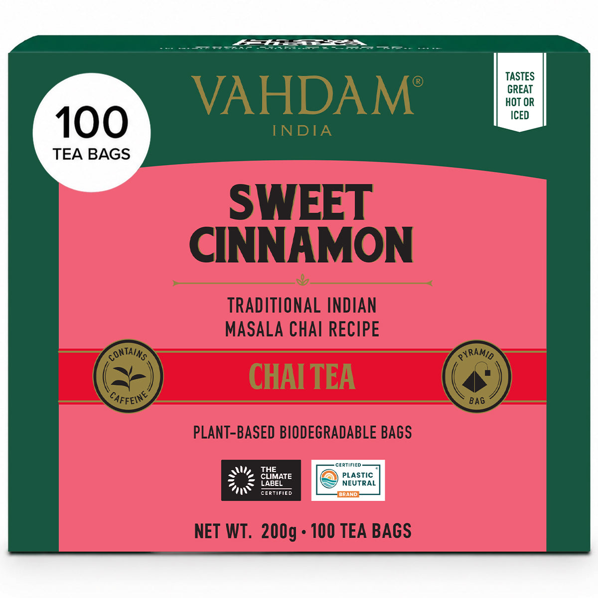 Sweet Cinnamon Masala Chai Tea, 100 Count