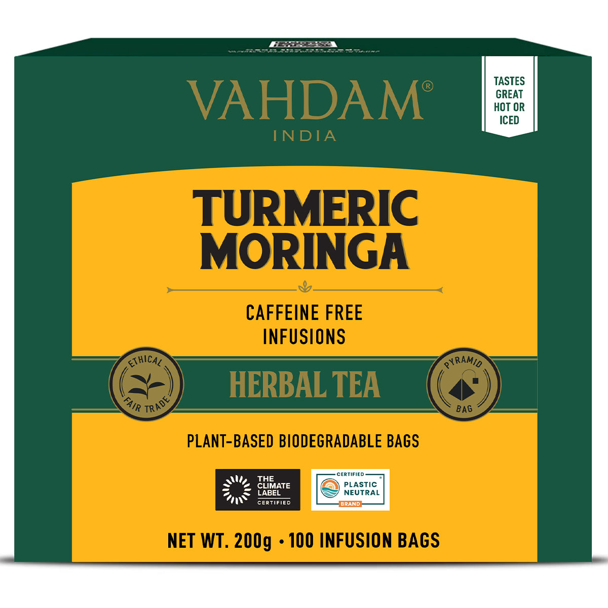 Turmeric Moringa Herbal Tea Tisane, 100 Count