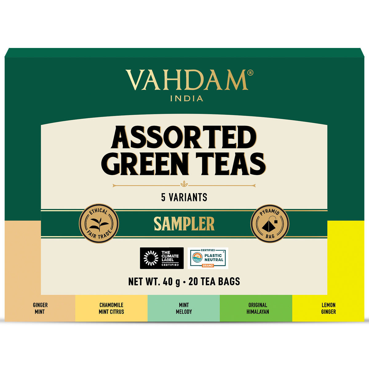 Assorted Green Teas Sampler, 5 Variants