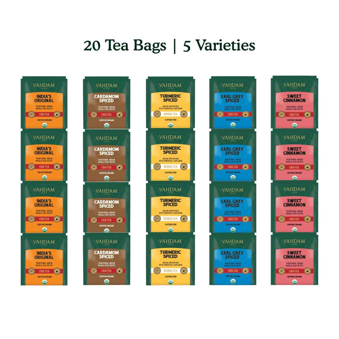 Assorted Chai Teas Holiday Sampler, 5 Variants