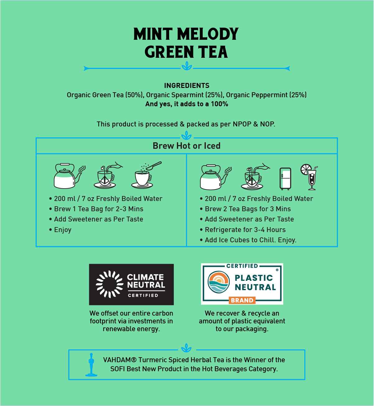 Mint Melody Green Tea, 30 Count (15x2)